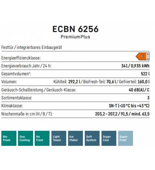 LIEBHERR利勃海尔 ECBN 6256 无霜0°生物养鲜嵌入式冰箱冰柜